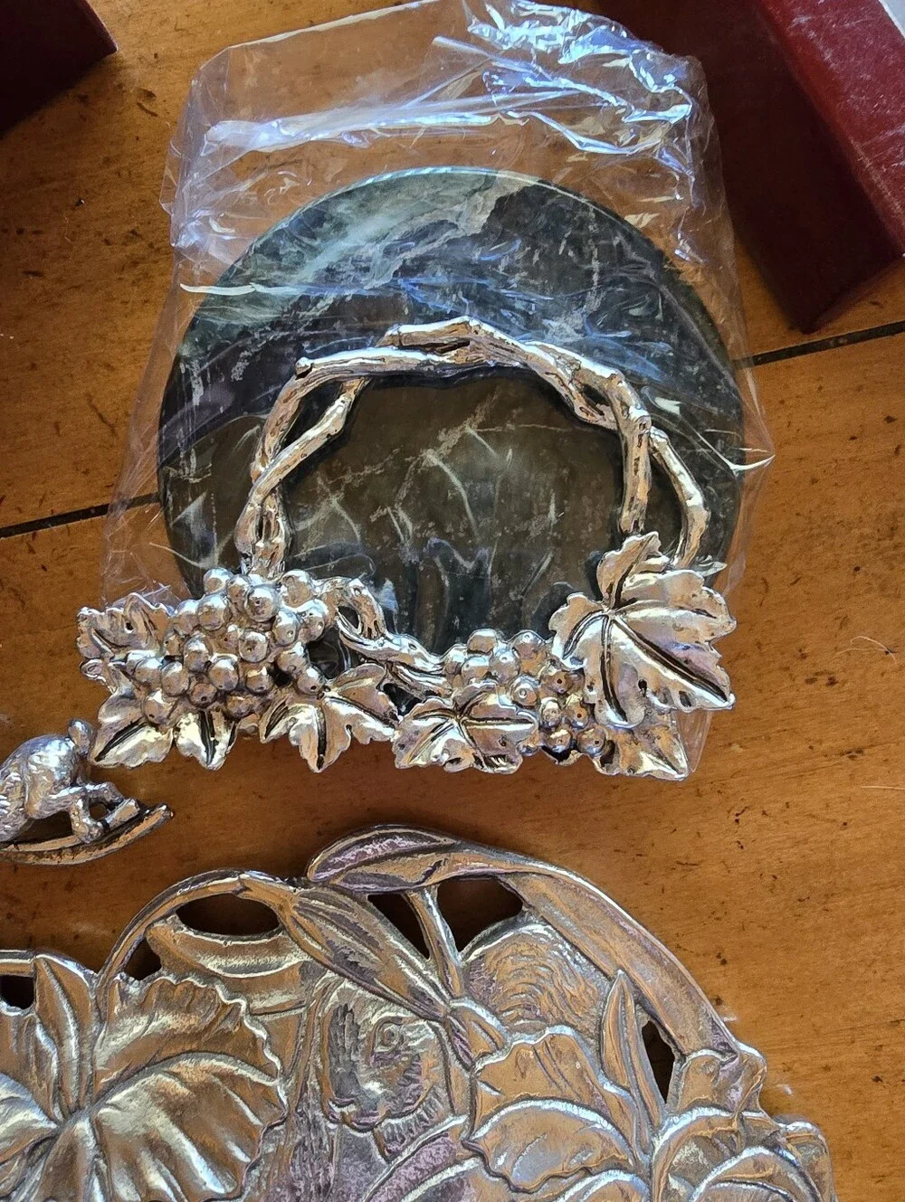 Vintage 1990s New Arthur Court Pewter Rabbit Theme Bowl, Coaster & Candle Snuff
